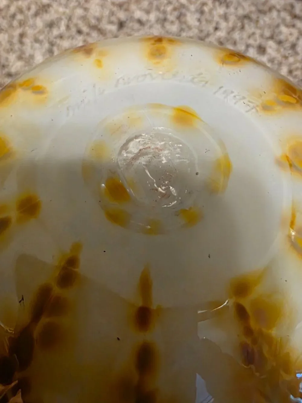 Whimsical Art Glass Vase handmade gold & cream Glass Signed Unique Asymmetrical